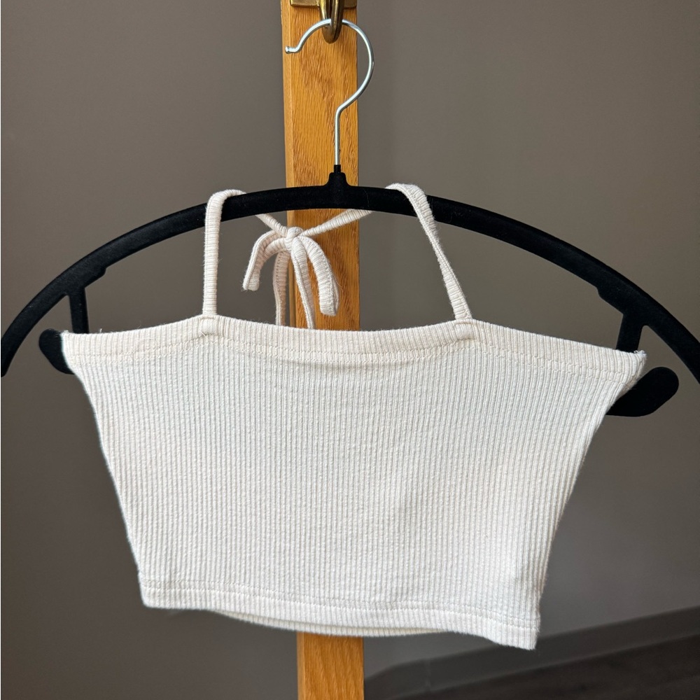 Cream Ribbed Women's Top